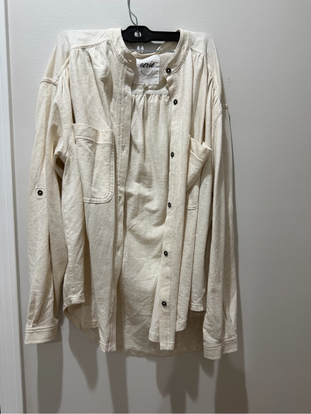 aerie women’s Cream Button-Front Utility Shirt